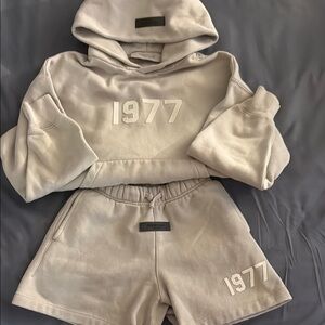 Gray 1977 Hoodie and Shorts Set